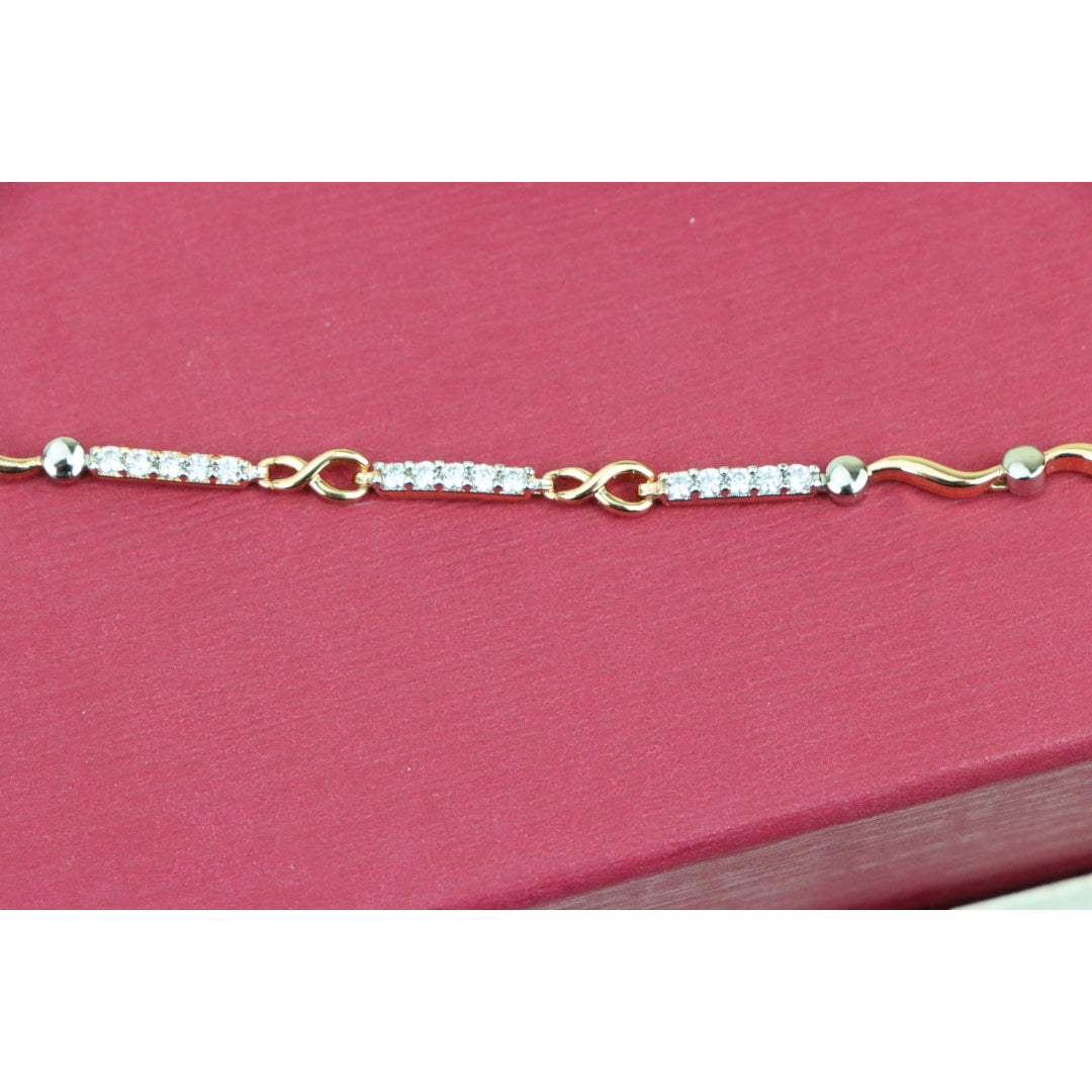 Elegant Infinity Link Rose Gold & Silver Bracelet with Crystals, XPBL0849 (2085-8)