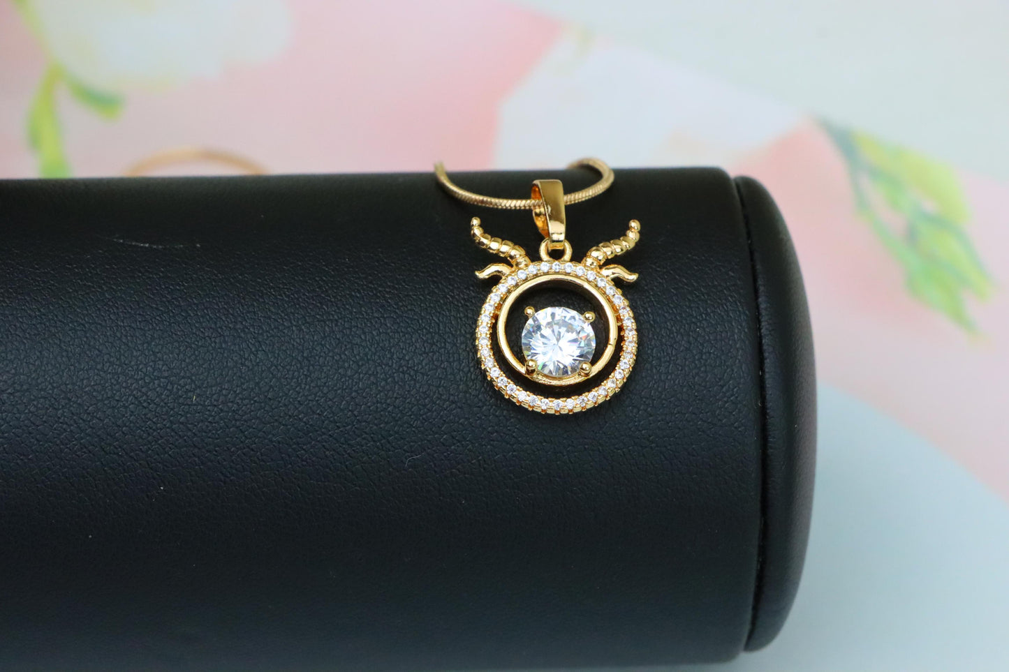 Rose Gold Taurus Pendant with Sparkling Cubic Zirconia Accent, XPPT1549 (2143-2)