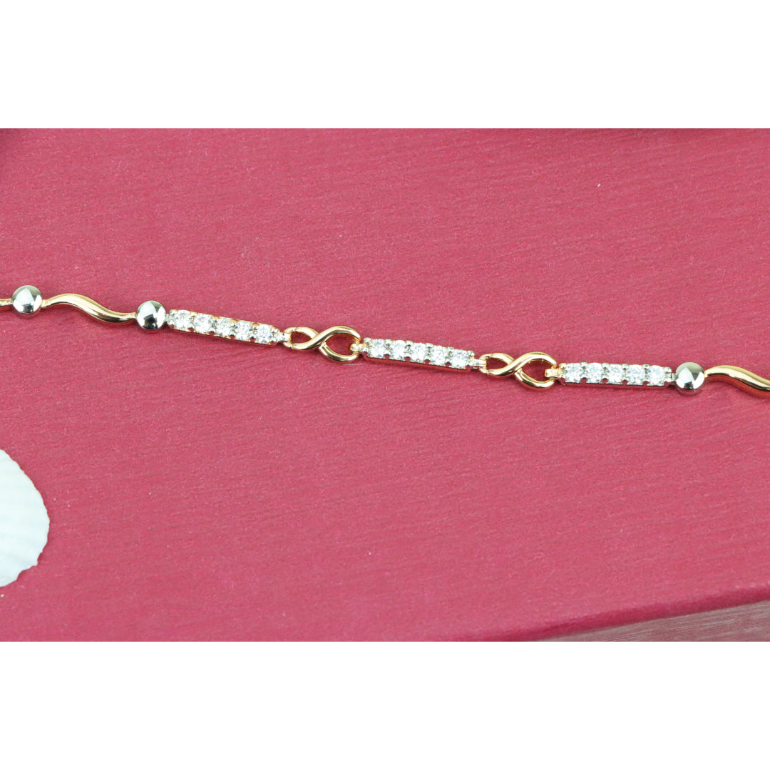 Elegant Infinity Link Rose Gold & Silver Bracelet with Crystals, XPBL0849 (2085-8)