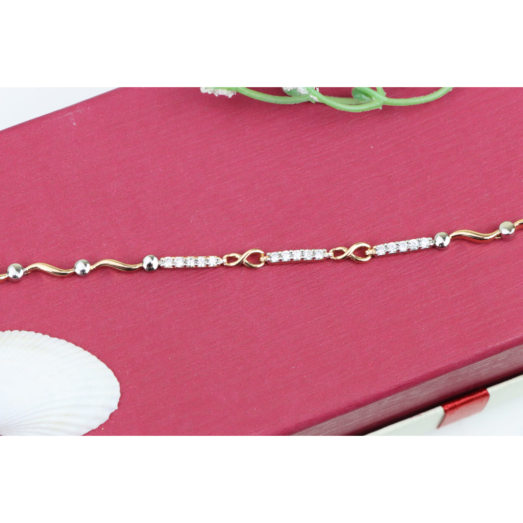 Elegant Infinity Link Rose Gold & Silver Bracelet with Crystals, XPBL0849 (2085-8)
