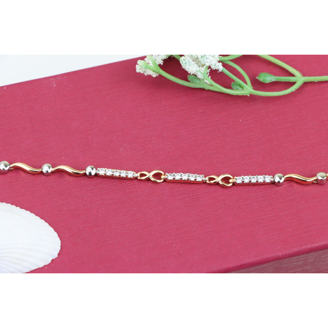 Elegant Infinity Link Rose Gold & Silver Bracelet with Crystals, XPBL0849 (2085-8)