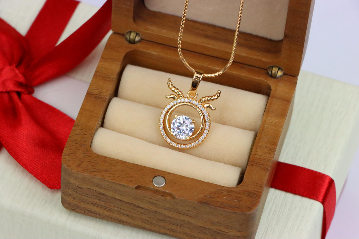Rose Gold Taurus Pendant with Sparkling Cubic Zirconia Accent, XPPT1549 (2143-2)