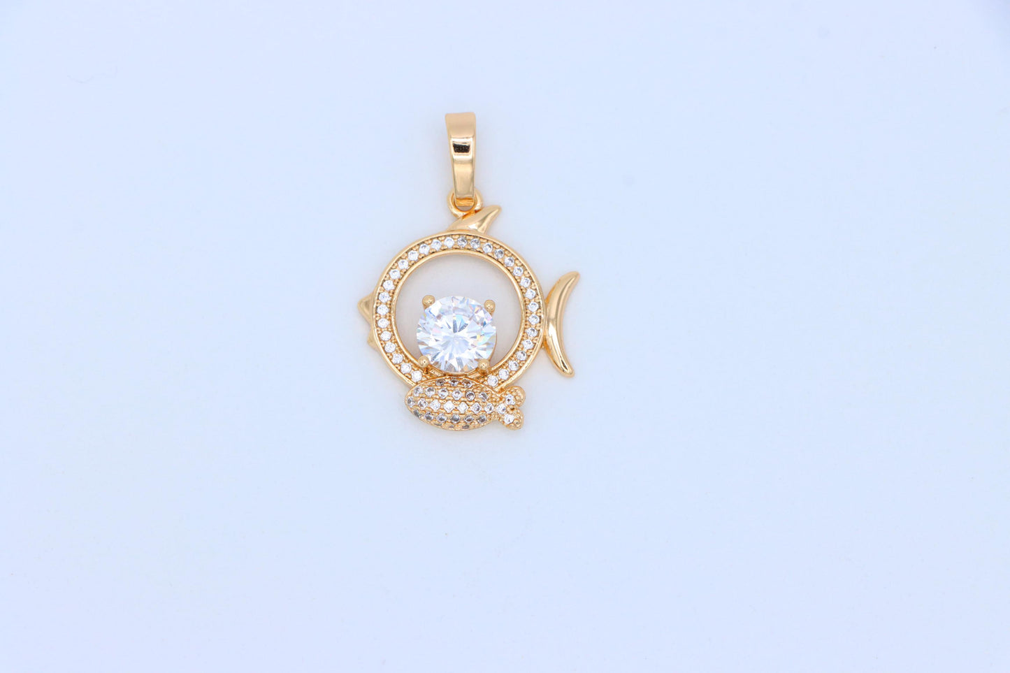 Rose Gold Pisces Pendant with CZ Accents in Zodiac Fish Design, XPPT1550 (2143-2)
