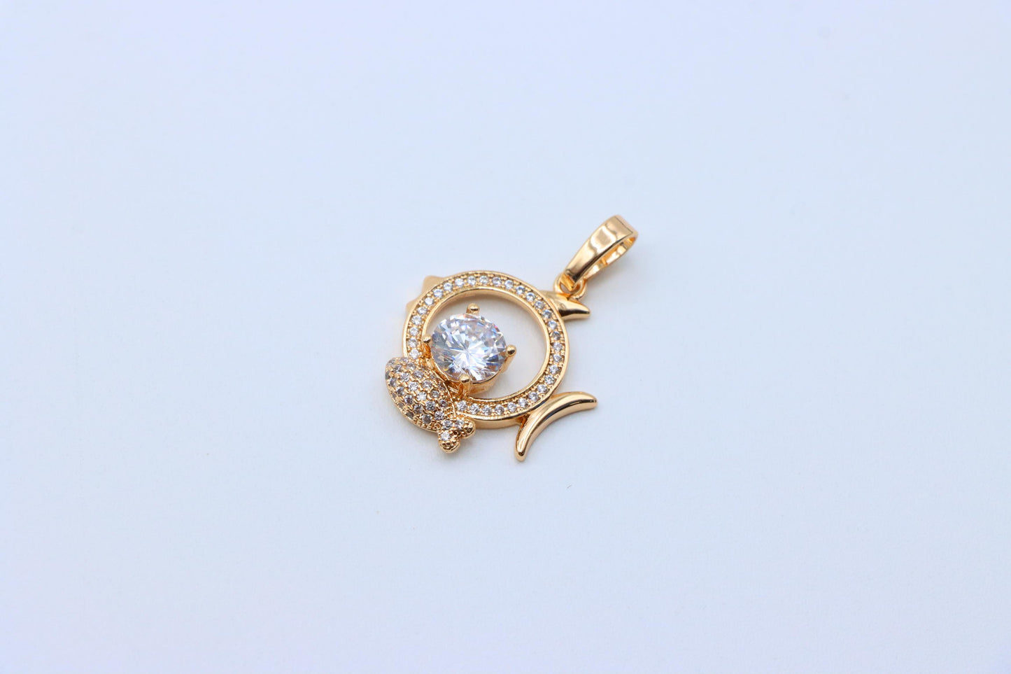 Rose Gold Pisces Pendant with CZ Accents in Zodiac Fish Design, XPPT1550 (2143-2)