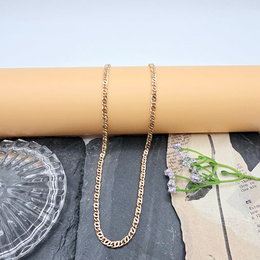 Rose Gold Figaro Chain Necklace – 19.7" Gold Plated Unisex Jewelry, XPNL0001 (2001-1)