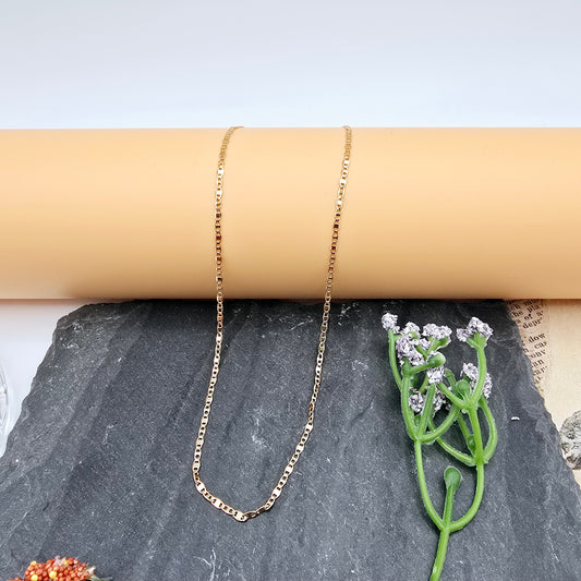 Delicate Rose Gold Flat Link Chain Necklace – 17.7 Inch Shine, XPNL0007 (2001-7)