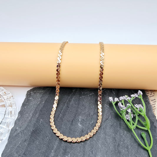 Flat Polished Rose Gold Chain Necklace – 19.7 Inch Bold Statement, XPNL0012 (2002-2)