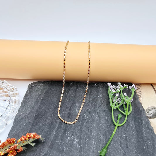 Rose Gold Polished Link Chain Necklace – 17.7+2 Inch Adjustable Fit, XPNL0013 (2002-3)