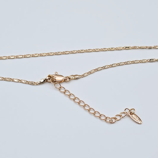 Rose Gold Textured Box Chain Necklace – 17.7+2 Inch Adjustable Fit, XPNL0015 (2002-5)