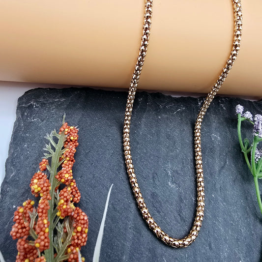 Bold Rose Gold Bead Chain Necklace – 17.7 Inch Luxe Polish Look, XPNL0016 (2002-6)