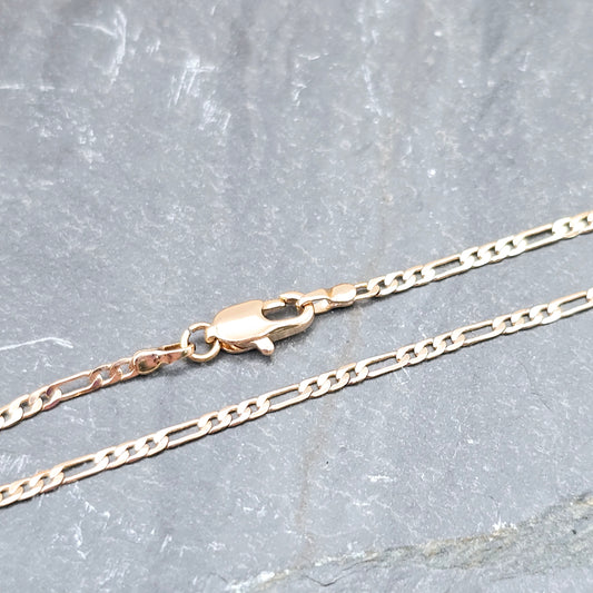 Rose Gold Flat Link Chain Necklace | Gold Plated Brass | 17.7 Inch, XPNL0018 (2002-8)