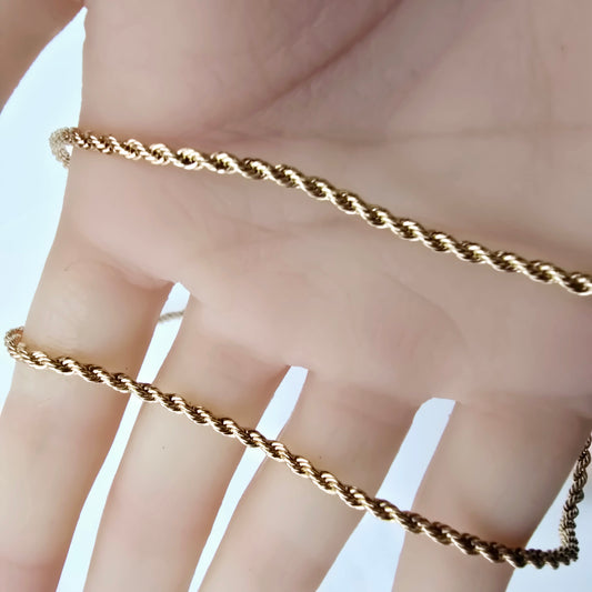 Rose Gold Rope Chain Necklace – 45cm / 17.7 Inch – Elegant Twist Design, XPNL0019 (2002-9)