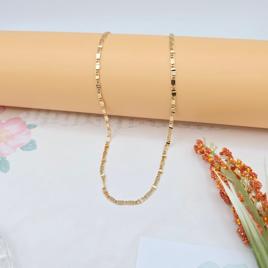 Rose Gold Flat Link Chain Necklace – 45+5cm / 17.7+2 Inch Adjustable, XPNL0021 (2003-1)