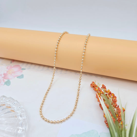 Rose Gold Beaded Ball Chain Necklace – 45cm / 17.7 Inch Elegant Shine, XPNL0022 (2003-2)