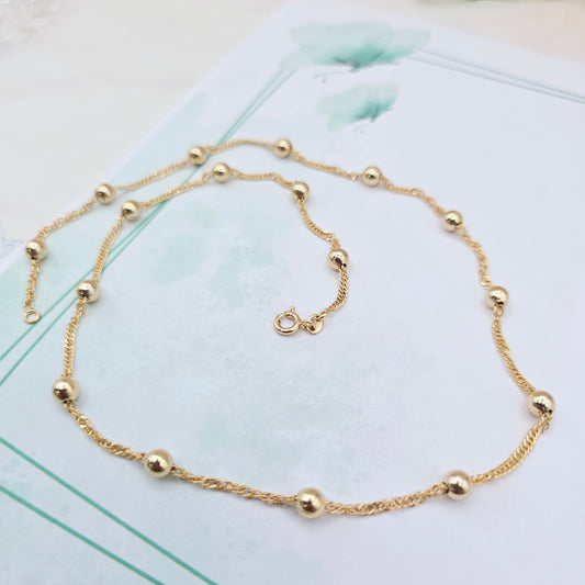 Elegant Rose Gold Beaded Chain Necklace, 19.7 Inch Dainty Jewelry, XPNL0026 (2003-6)