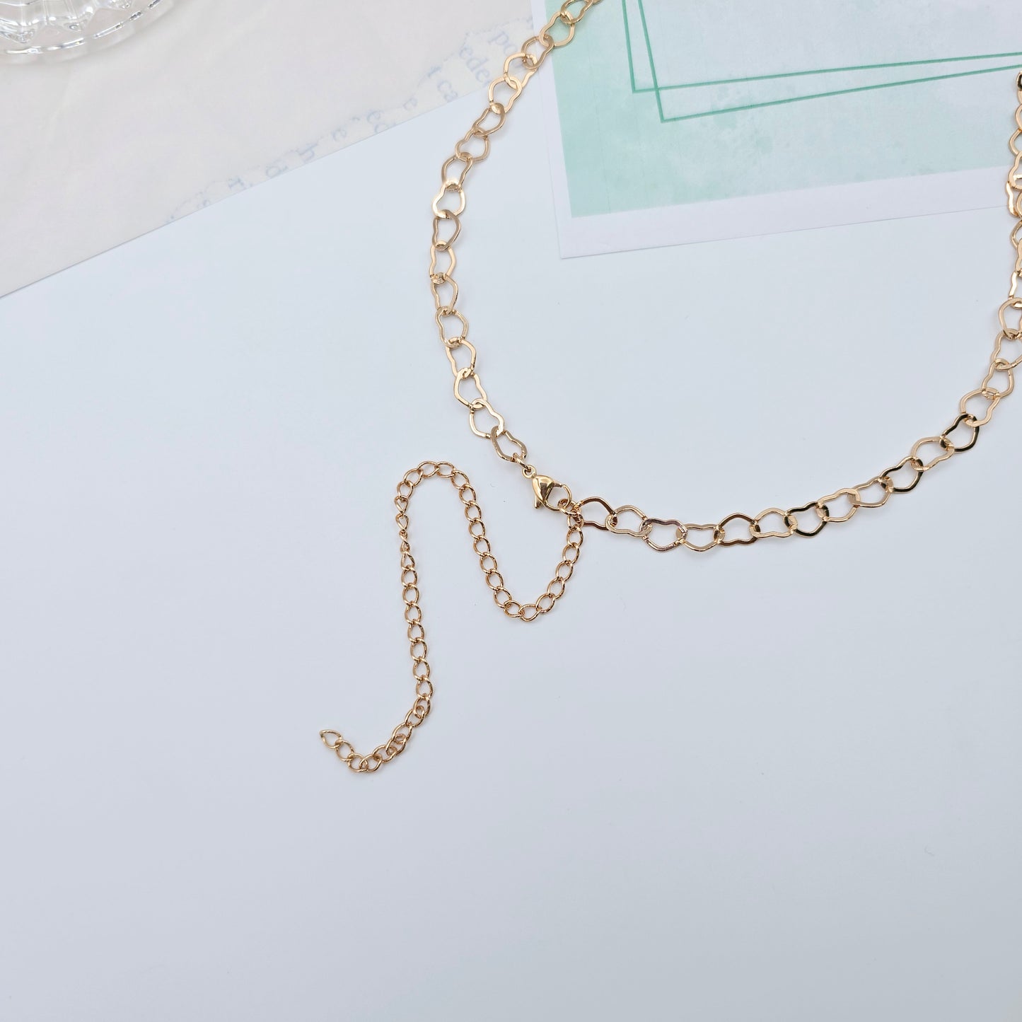 Long Rose Gold Open Heart Link Necklace, 35.4 Inch Statement Chain, XPNL0029 (2003-9)