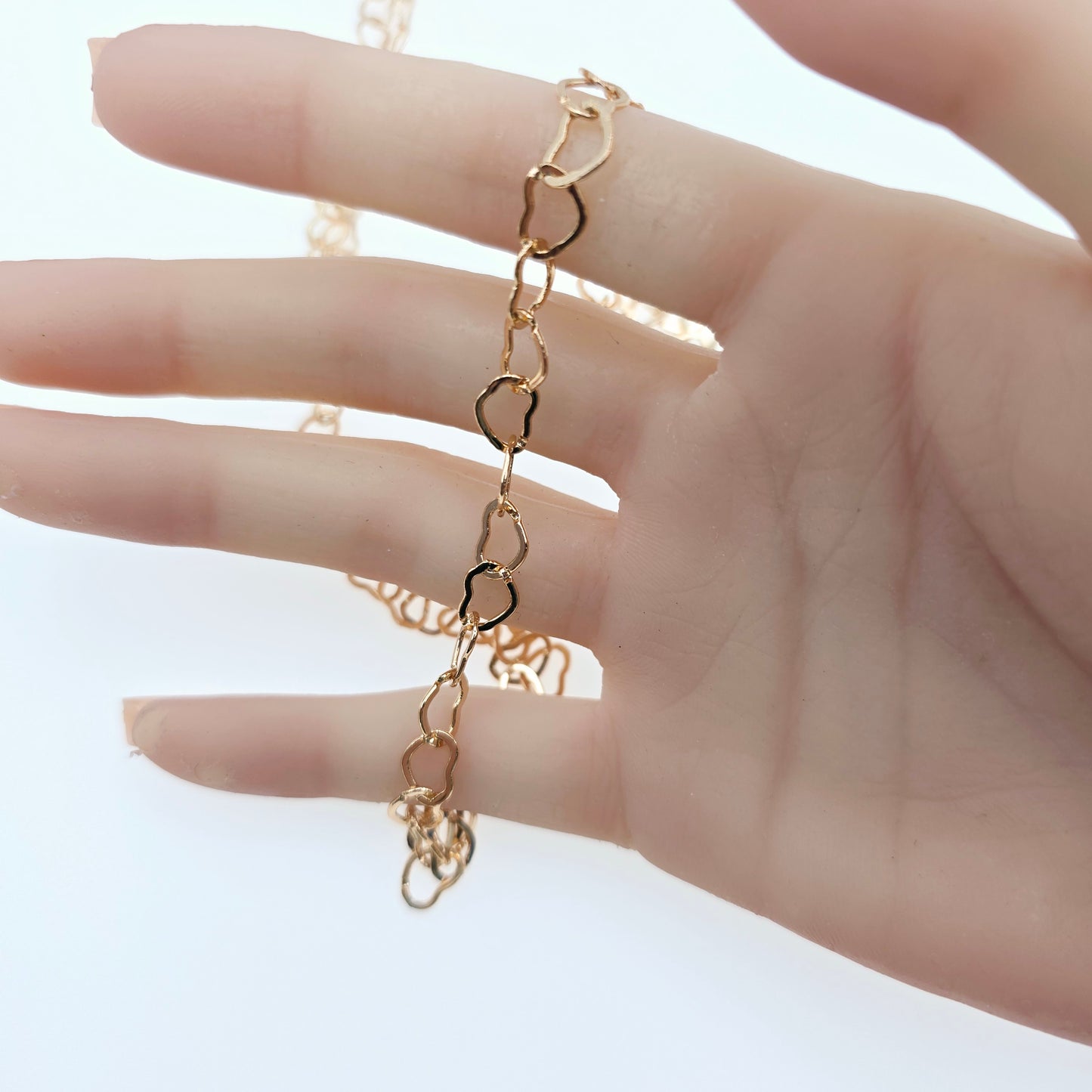 Long Rose Gold Open Heart Link Necklace, 35.4 Inch Statement Chain, XPNL0029 (2003-9)