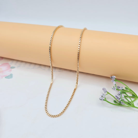 Rose Gold Box Chain Necklace for Women, 19.7 Inch Sleek Shine Look, XPNL0032 (2004-2)