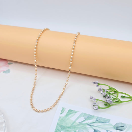 Rose Gold Polished Ball Chain Necklace, 17.7 Inch Dainty Shine Style, XPNL0036 (2004-6)