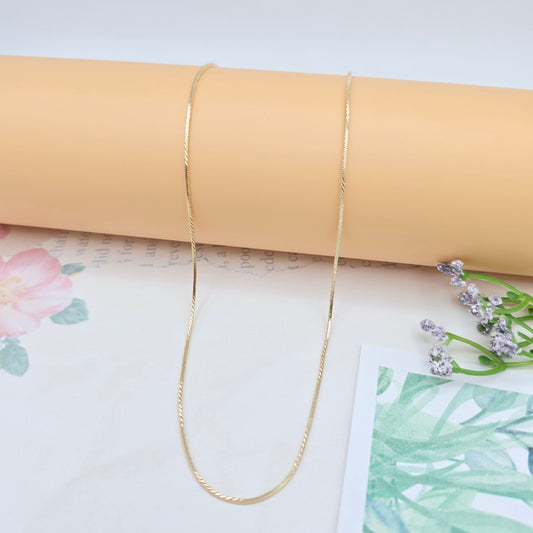Shiny Rose Gold Herringbone Chain Necklace, 18 Inch, Gold Plated Brass, XPNL0040 (2004-10)