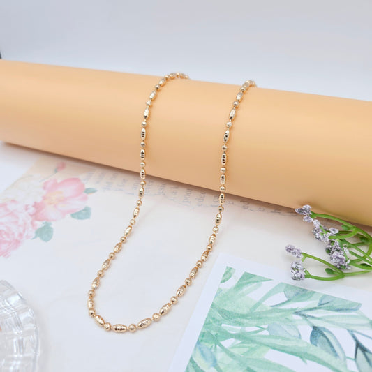 Rose Gold Bead Chain Necklace in Elegant Glossy Finish – 45cm, XPNL0041 (2005-1)