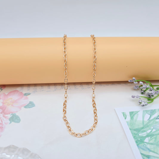Elegant Rose Gold Oval Link Chain Necklace for Women - 18.1 Inch, XPNL0045 (2005-5)