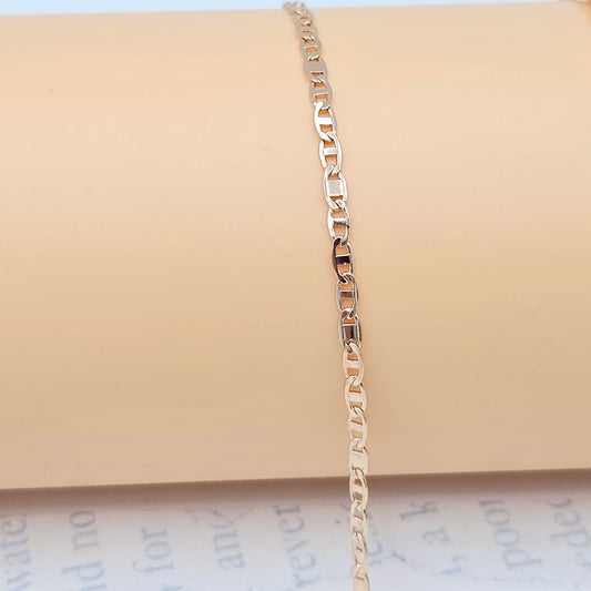 Rose Gold Chain Necklace with Polished Flat Links - 45+5cm Adjustable, XPNL0046 (2005-6)