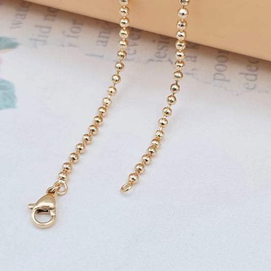 Rose Gold Plated Beaded Chain Necklace for Women - 18 Inch, XPNL0048 (2005-8)