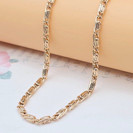 Elegant Rose Gold Plated Necklace with Textured Link Chain - 18", XPNL0049 (2005-9)