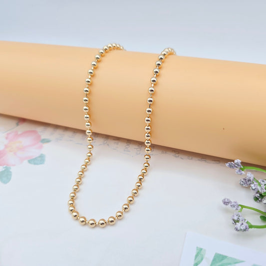 Rose Gold Polished Ball Chain Necklace for Women, 45cm Adjustable, XPNL0050 (2005-10)