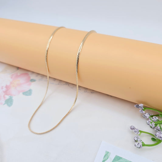 Elegant Rose Gold Flat Chain Necklace, 18 Inch, Gold Plated Brass, XPNL0052 (2006-2)