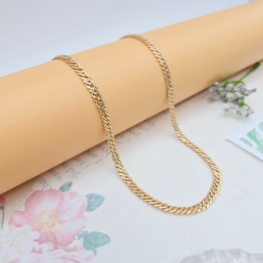 Rose Gold Flat Link Necklace with Elegant Bold Twist Design – 50cm, XPNL0053 (2006-3)