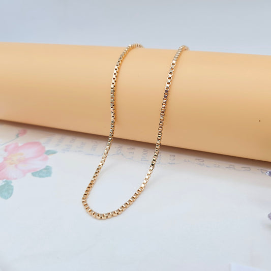 Rose Gold Flat Box Chain Necklace for Women - 45cm Elegant Style, XPNL0055 (2006-5)