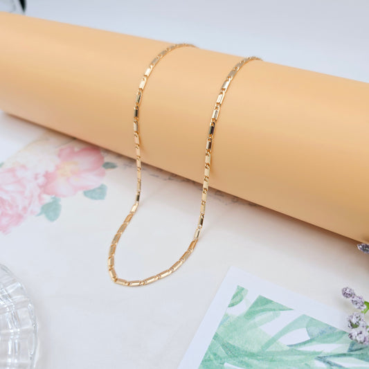 Rose Gold Necklace with Elegant Rectangular Links, 45+5cm Adjustable, XPNL0058 (2006-8)