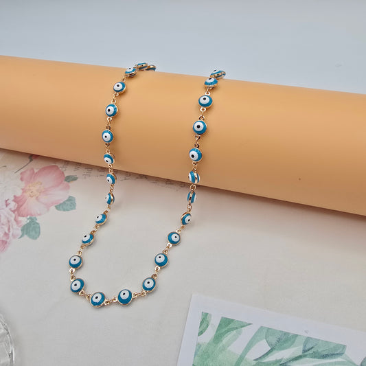 Rose Gold Evil Eye Necklace with Adjustable Extender, 51cm Length, XPNL0061 (2007-1)