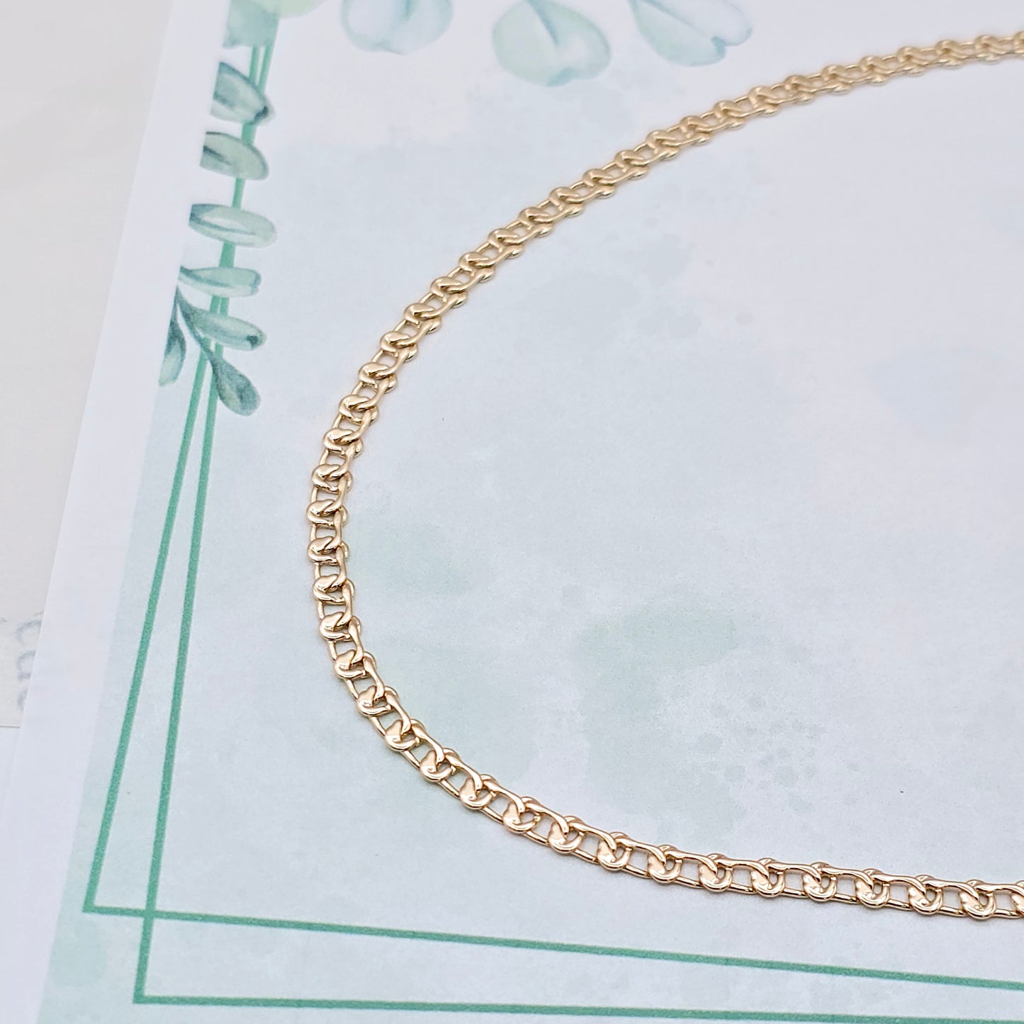 Shiny Rose Gold Chain Necklace with Polished Flat Heart Links, XPNL0062 (2007-2)