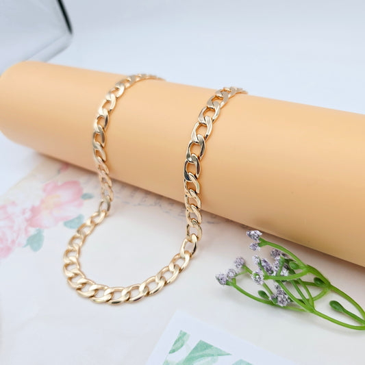 Rose Gold Cuban Chain Necklace Gold Plated Brass 49cm (19.3 Inches), XPNL0064 (2007-4)