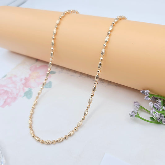 Elegant Rose Gold Textured Bead Necklace – 19.7 Inches, XPNL0068 (2007-8)