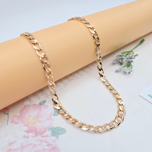 Bold Rose Gold Plated Brass Curb Chain Necklace - 49cm (19.3 inch), XPNL0070 (2007-10)