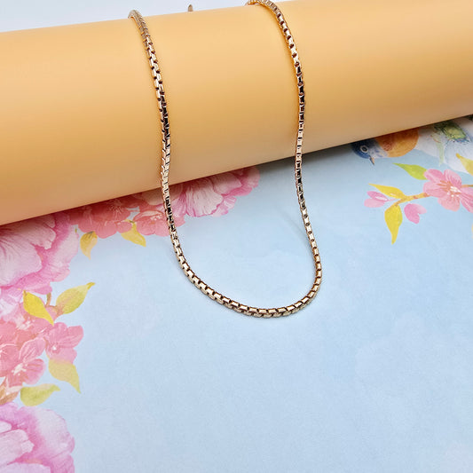 Slim Rose Gold Box Chain Necklace for Men &amp; Women, 19.7 Inch Length, XPNL0077 (2008-7)