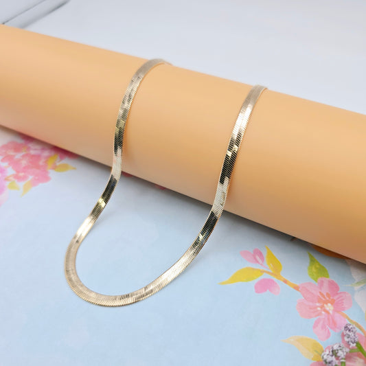 Flat Rose Gold Herringbone Chain Necklace for Women, 19.7 Inch Length, XPNL0084 (2009-4)