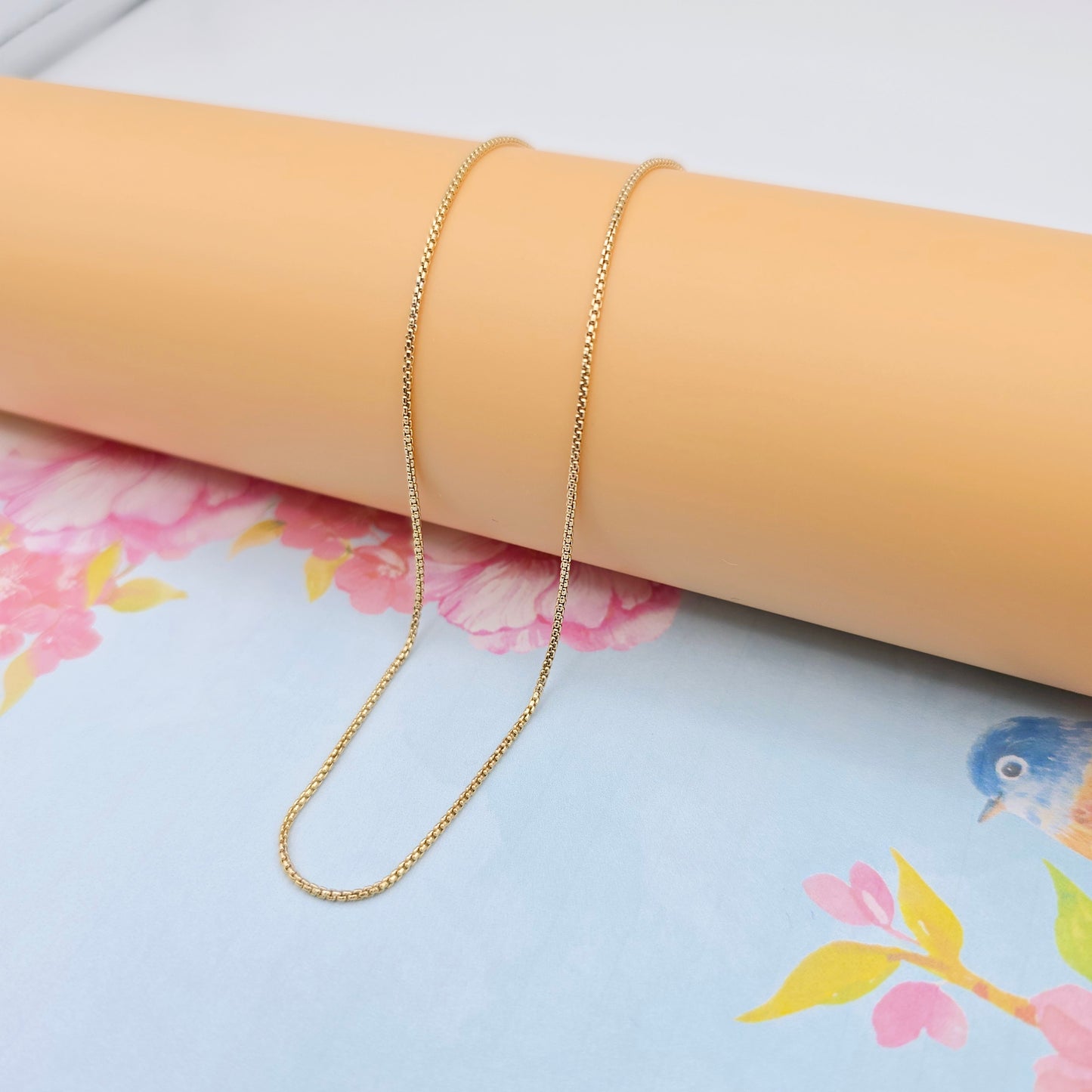 Minimal Rose Gold Box Chain Necklace for Women, 19.7 Inch Length, XPNL0089 (2009-9)