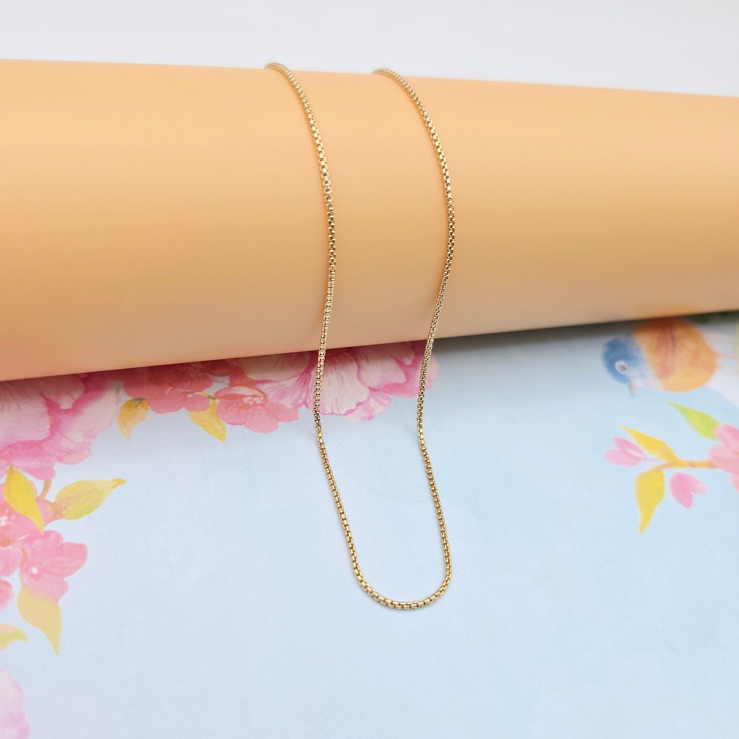 Minimal Rose Gold Box Chain Necklace for Women, 19.7 Inch Length, XPNL0089 (2009-9)