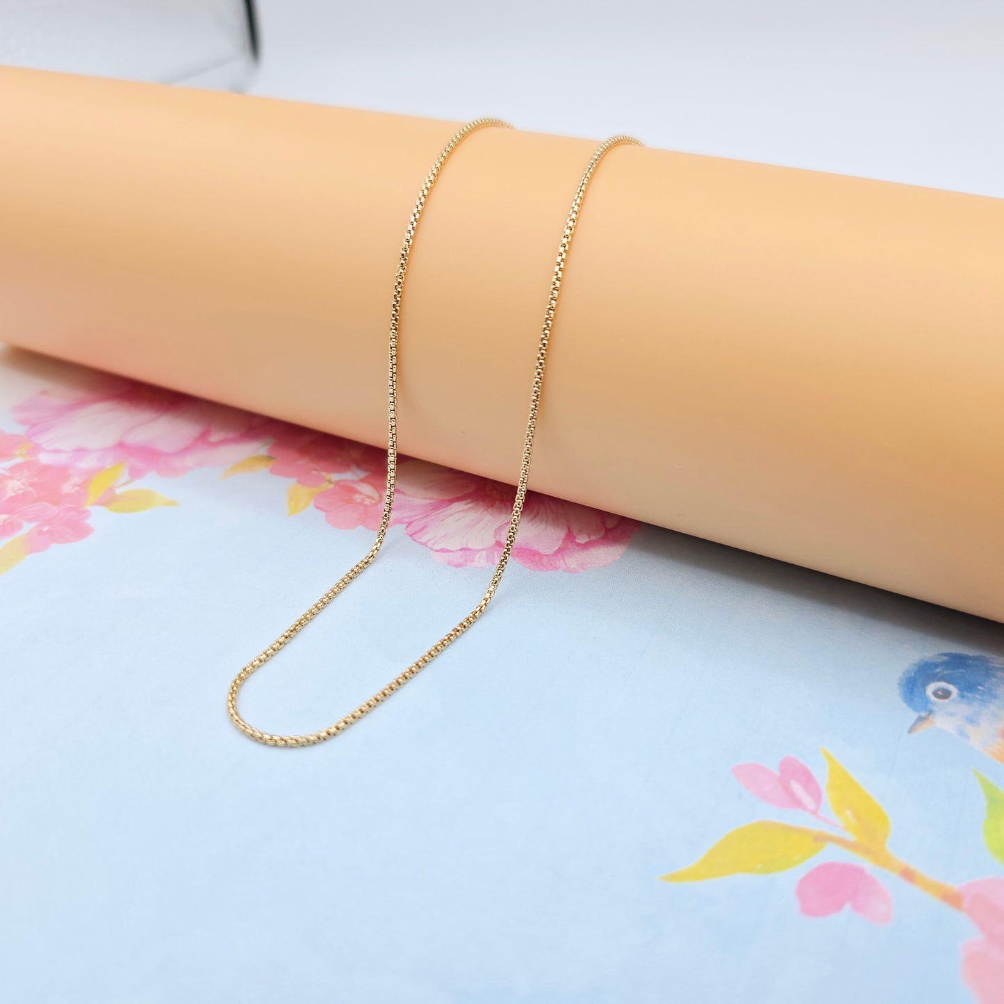 Minimal Rose Gold Box Chain Necklace for Women, 19.7 Inch Length, XPNL0089 (2009-9)