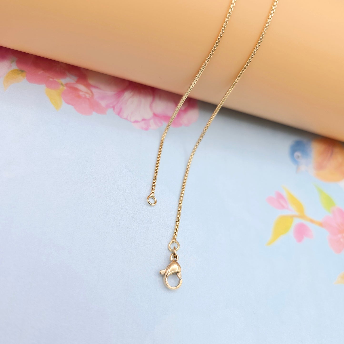 Minimal Rose Gold Box Chain Necklace for Women, 19.7 Inch Length, XPNL0089 (2009-9)