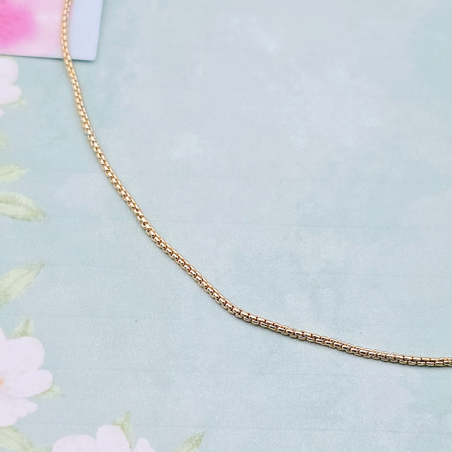 Minimal Rose Gold Box Chain Necklace for Women, 19.7 Inch Length, XPNL0089 (2009-9)