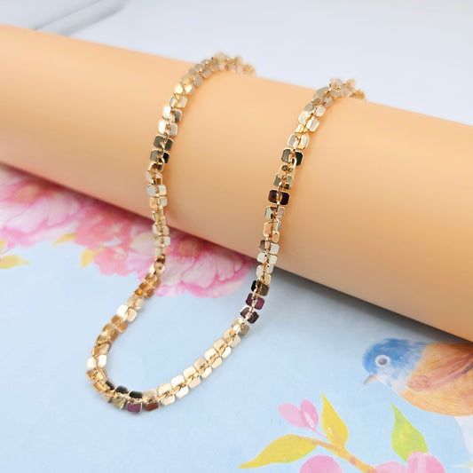 Shiny Rose Gold Mirror Box Chain Necklace, 19.7 Inch Reflective Finish, XPNL0091 (2010-1)