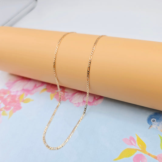 Rose Gold Figaro Chain Necklace, 24 Inch, Gold Plated Over Brass, XPNL0098 (2010-8)