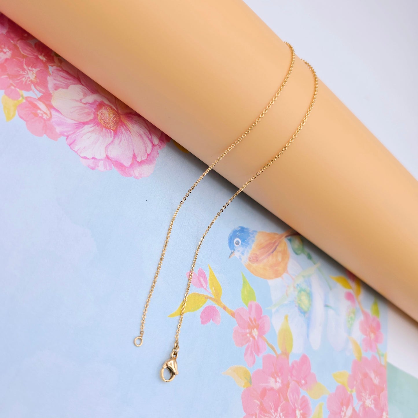 Elegant Rose Gold Cable Chain Necklace, 24 Inch, Gold Plated Brass, XPNL0100 (2010-10)