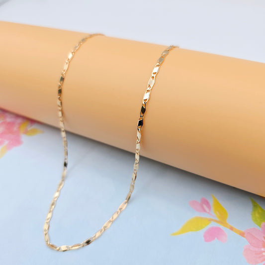 Shiny Rose Gold Twisted Chain Necklace, 18 Inch, Gold Plated Brass, XPNL0103 (2011-3)